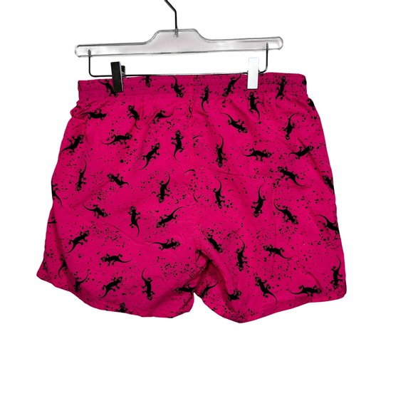 Gecko Hawaii Mens Neon Pink Gecko Splatter Print Swim Trunks Shorts Medium NWT - Picture 2 of 7